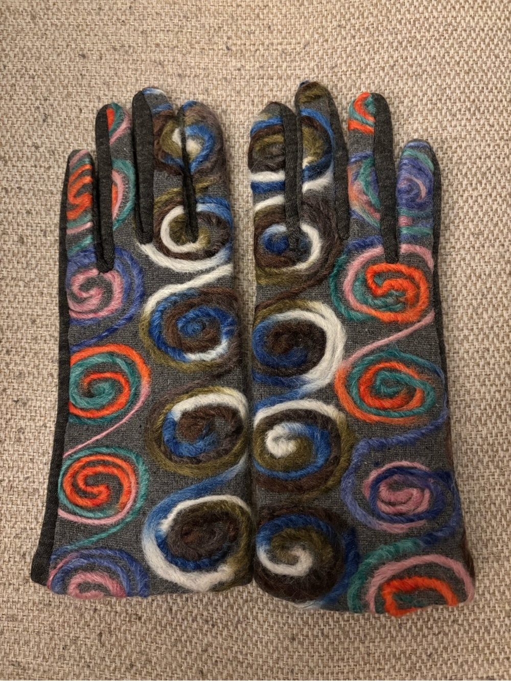 Multicolor Swirl Cotton Poly Blend Women's Gloves Medium